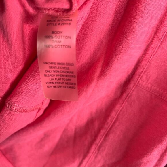 Soft Surroundings Blouse Large Henley Pink 5 Button Pullover Roll Tab Sleeve - Picture 8 of 9